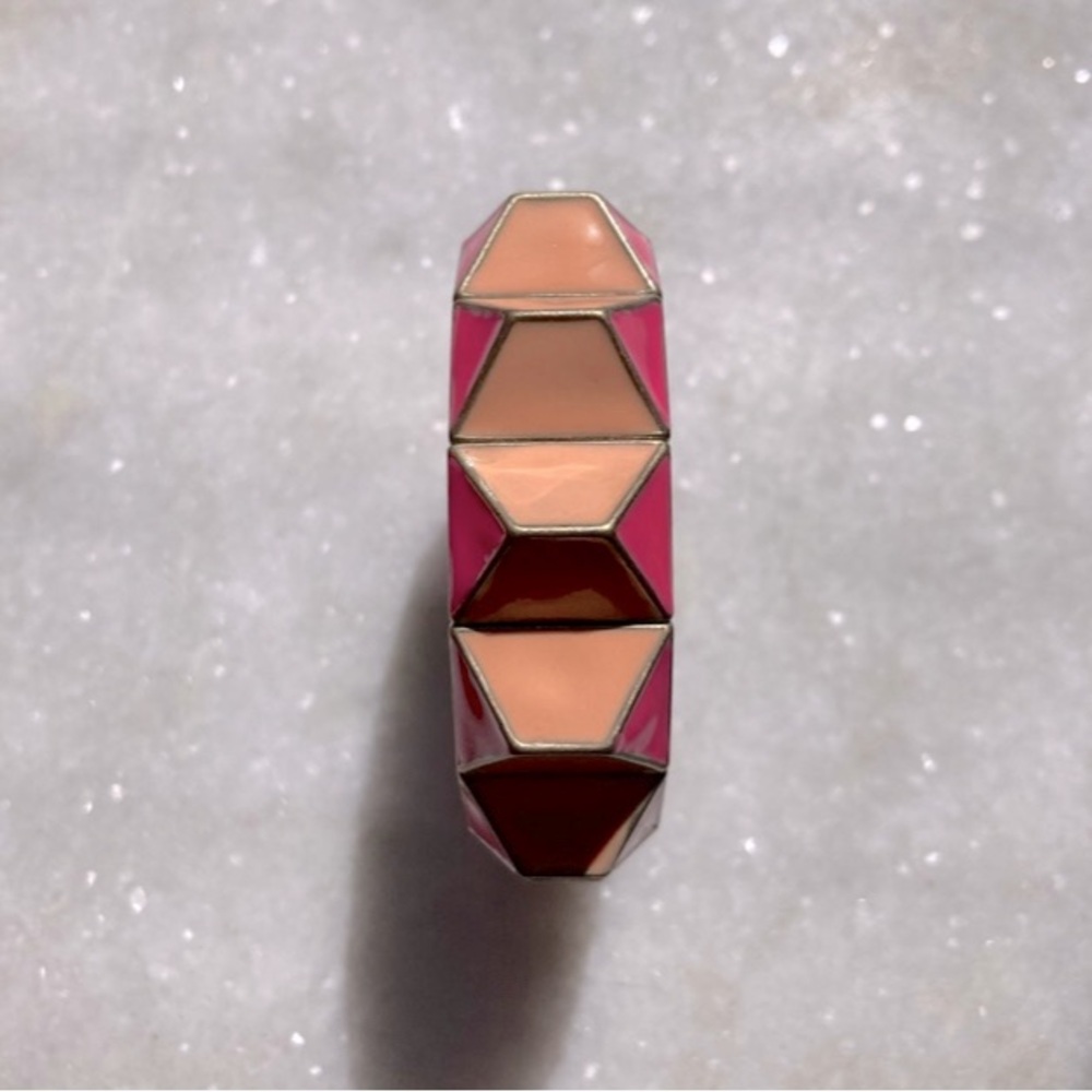 J Crew Flexible Geometric Pink and Tan Colorful Bracelet